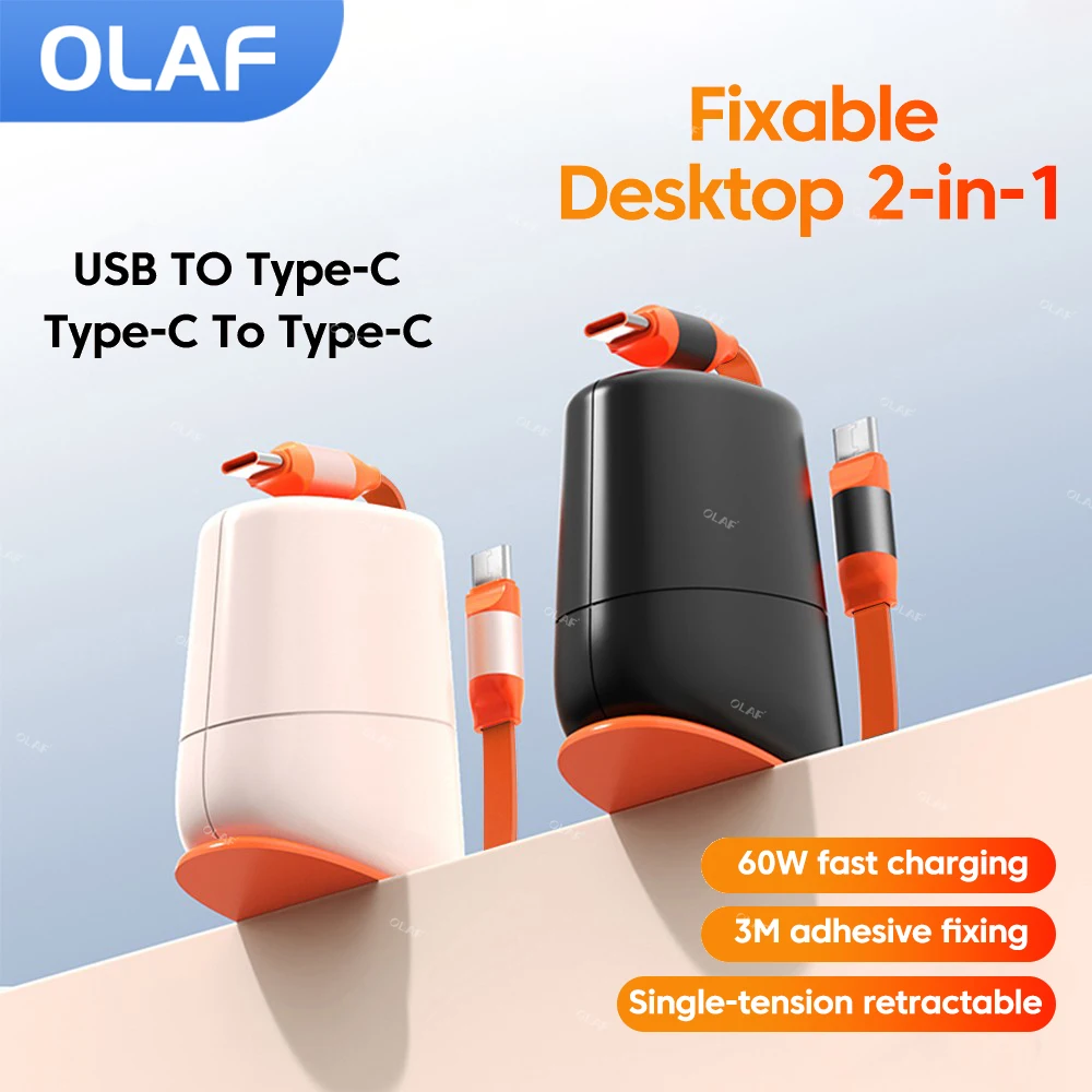 Настольный выдвижной кабель USB Type C 100 Вт PD60W Кабель для быстрой зарядки типа iphone 15