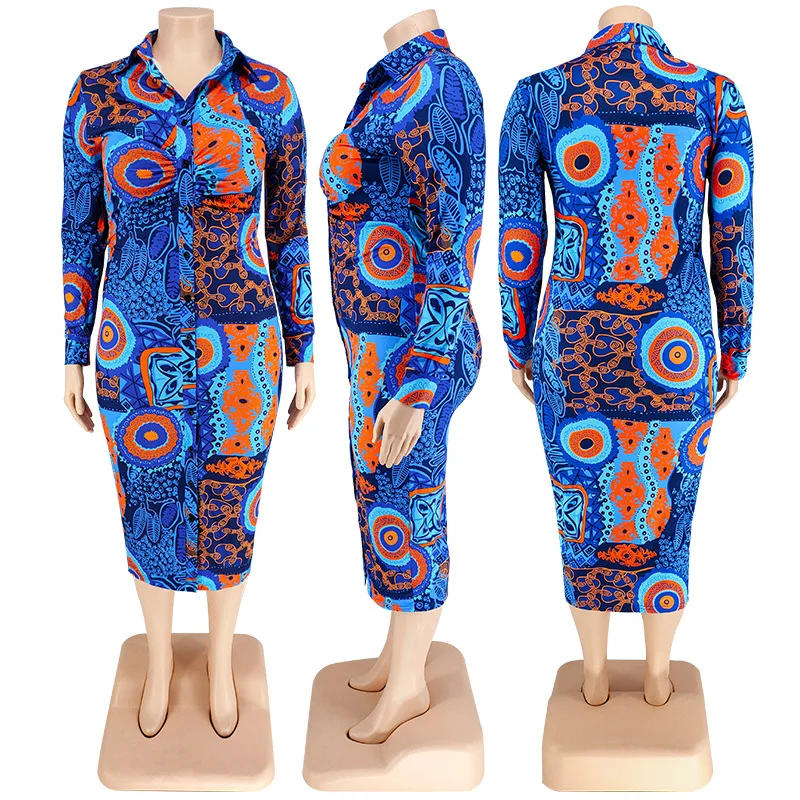 Plus Size Print Sexy Bodycon Dress for Women V Neck Long Sleeve Fashion Vestidos Office Lady Night Party Club Robes 5XL Outfits