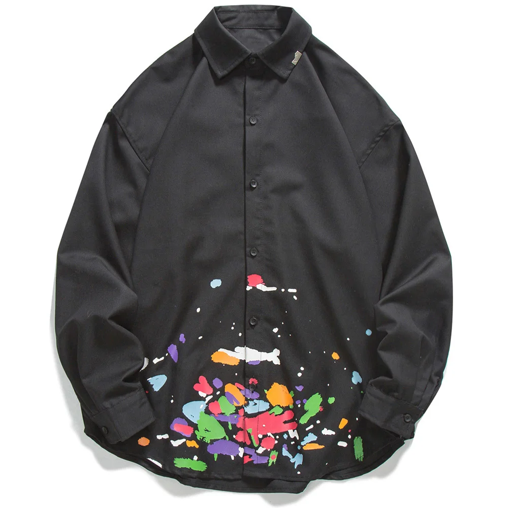 

Мужские рубашки с цветным принтом, дизайнерские Топы с длинным рукавом, свободная простая модная универсальная уличная одежда для мужчин