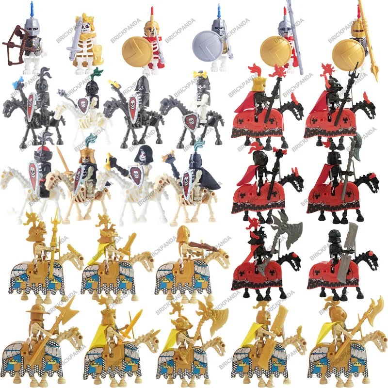 

Medieval Skeleton Knight Figures Building Blocks Military Castle Army Infantry Soldiers War Horse Swords Weapon MOC Bricks Toys