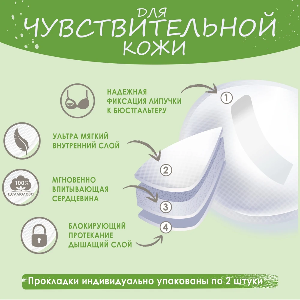 Прокладки на грудь Солнце и Луна ECO целлюлозные одноразовые 30 шт |