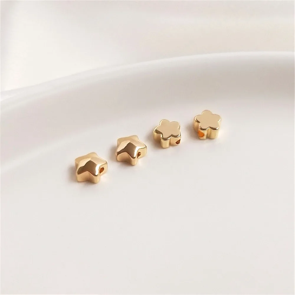 

14K Gold Filled Plated Five-point star pearl floret plum bracelet with gold pearl pearl diy earrings handmade accessories