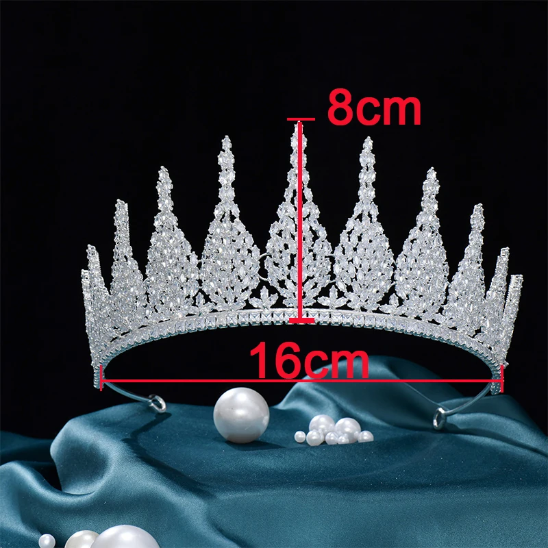 Large Crown Hair Ornament Bridal Headwear Baroque Zircon Tiaras Birthday Queen Party Luxury Badge