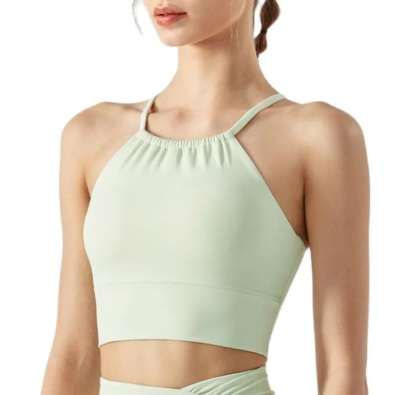 

MYS Yoga Top Women Gym Sports Vest Fitness Underwear Padded High Elastic Back Cross Thin Shoulder Strap Sexy Workout Camisole