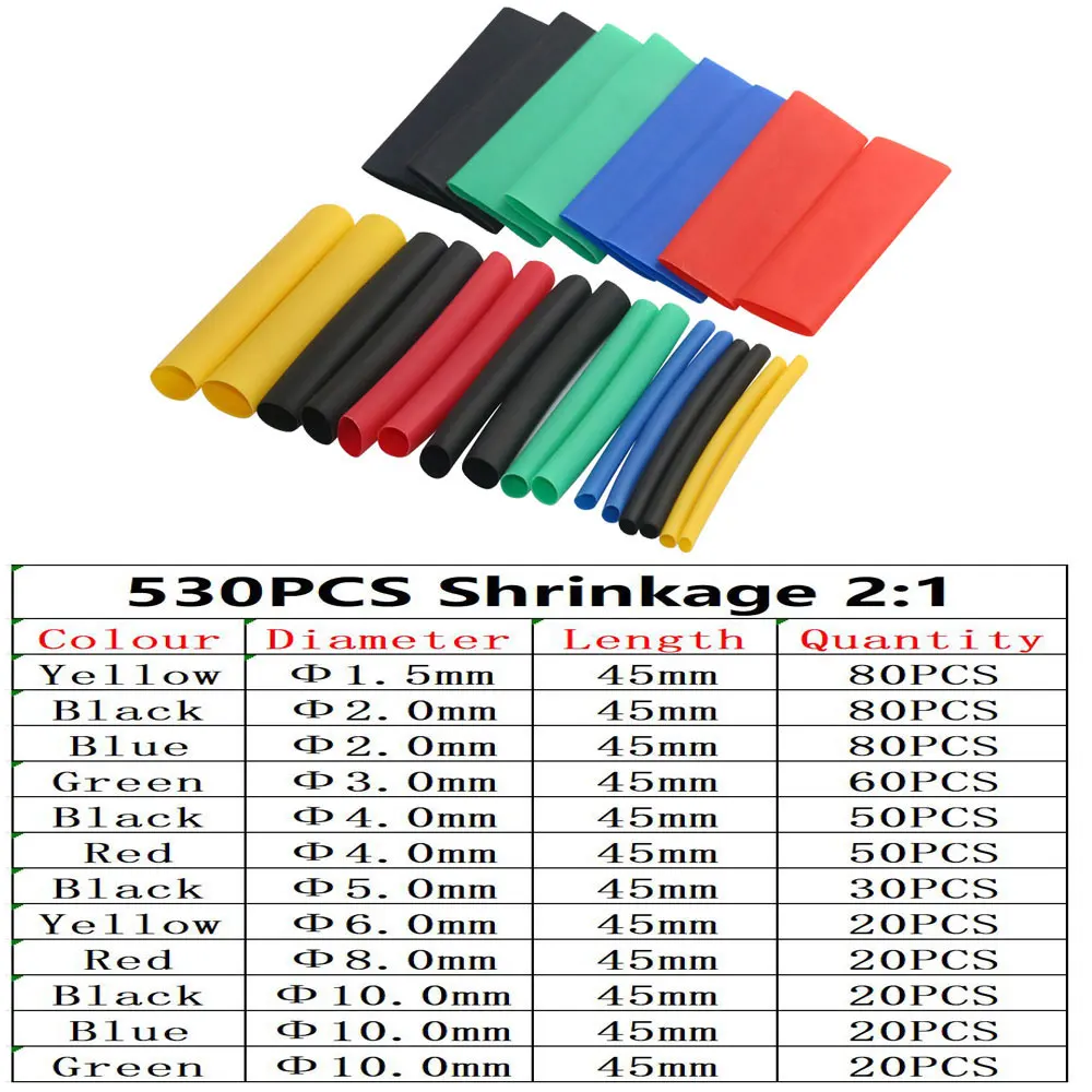 127/328/530 шт. термоусадочные трубки для кабелей