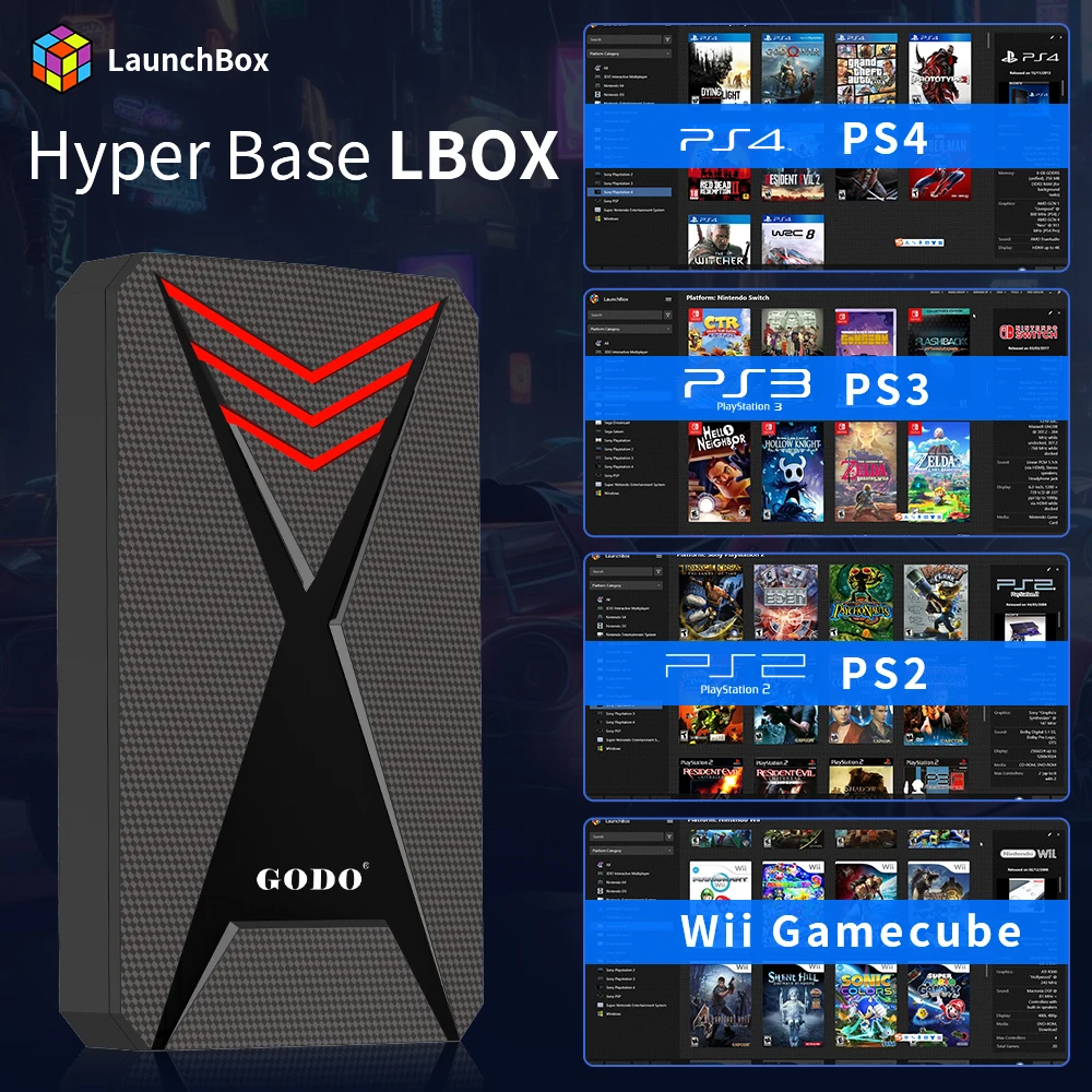Hyper Base Lbox Game Hard Drive For PS4/Wii/PS3/PS2/GameCube/N64 With 1000+ 3D AAA Games Launchbox 2TB Hard Disk For PC/Laptop