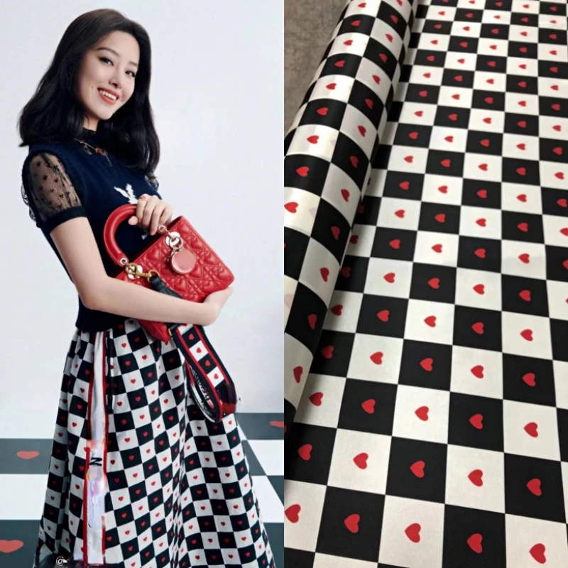 

145*100 см на раннюю весну с цифровой печатью love, Полиэстеровая саржевая стрейчевая ткань, Высококачественная юбка ручной работы, платье-рубаш...