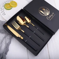 stainless steel dinnerware silverware dinner nordic tableware knife fork spoon 4pcs gift set cutlery spoon and fork set
