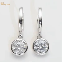 wong rain 100 925 sterling silver vvs1 1ct real moissanite gemstone wedding engagement simple drop dangle earrings fine jewelry
