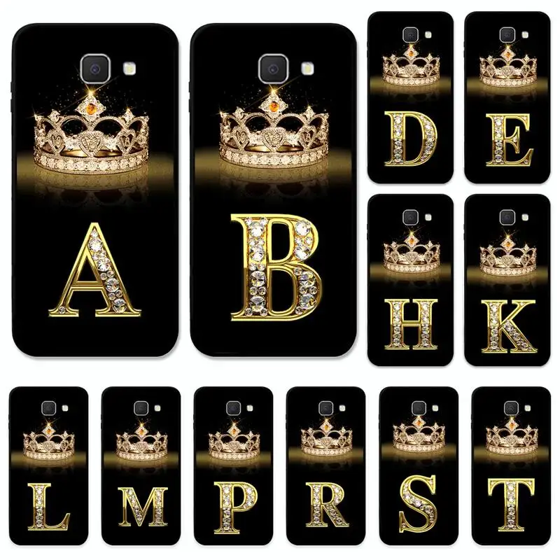 

Black Diamond Crown Letter Phone Case for Samsung J7 J5 J2 Pro Prime J6 J4 Plus J8 A72 A52 A42 A32 A21 Soft Tpu Cover
