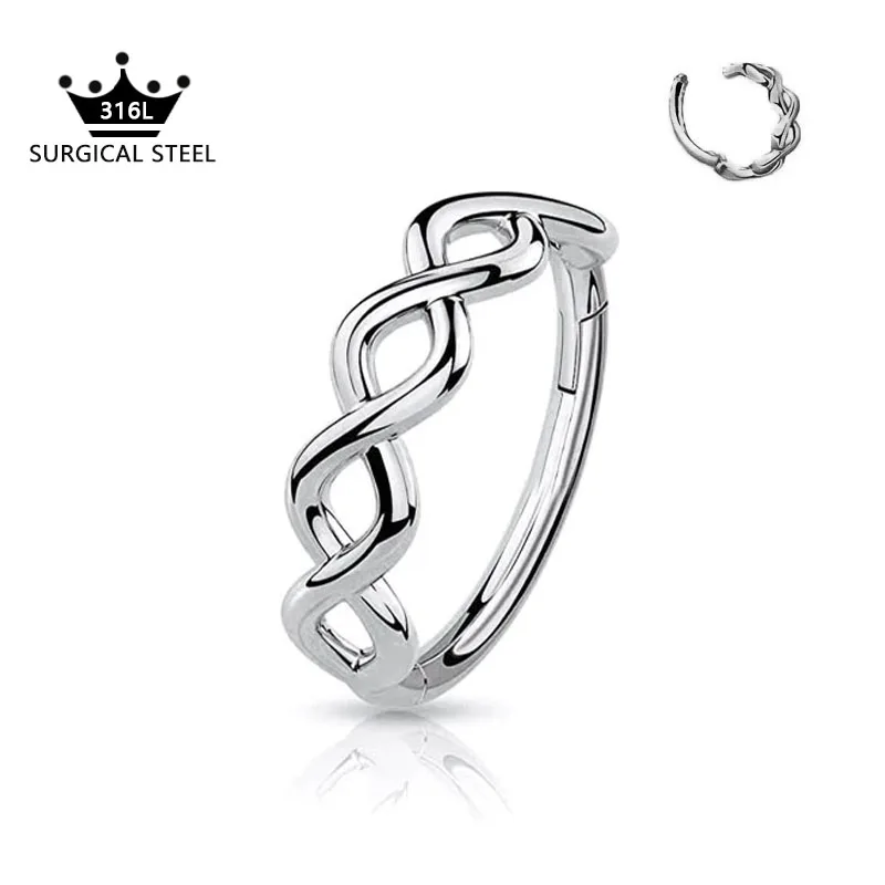 

Gold Punk Cast Segment Nose Rings Daith Helix Septum Hinged Piercing Conch Lobe Rook Earrings Hoop Studs 16G