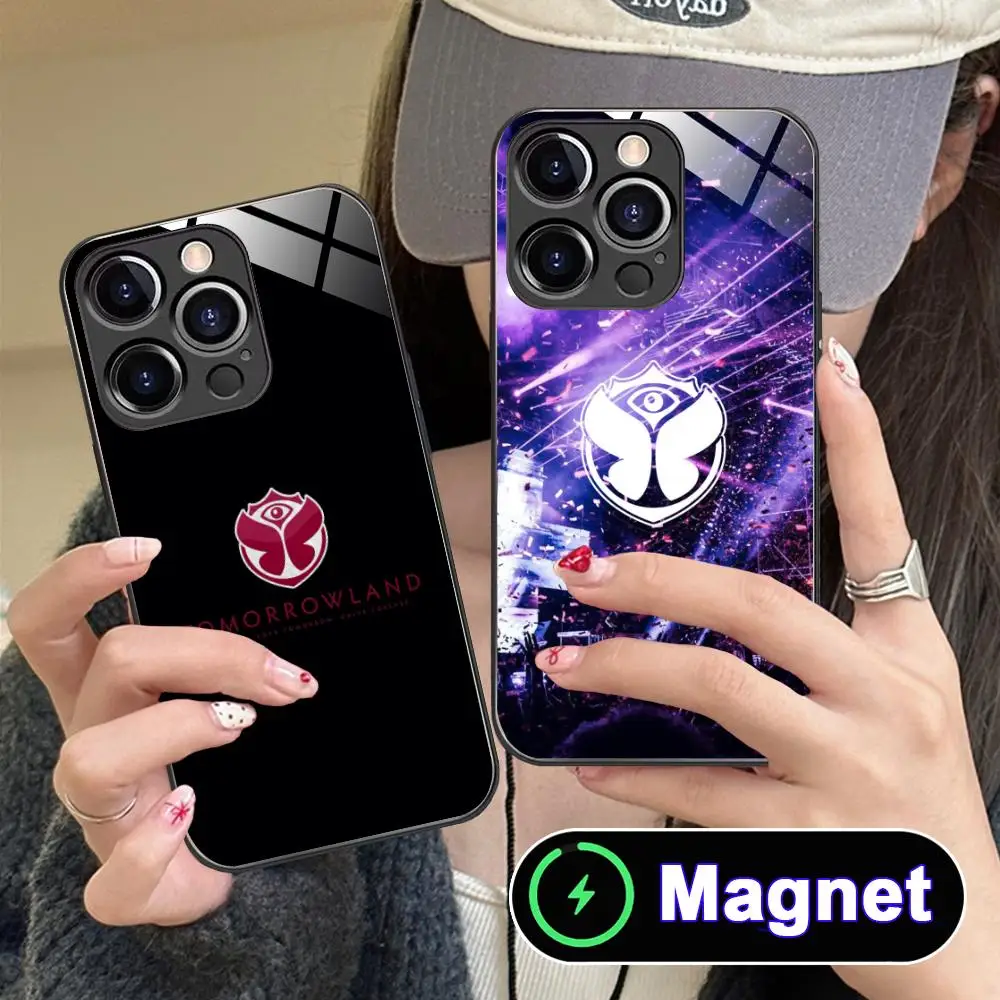 Фото Чехол для телефона Tomorrowland Festival для iPhone 17 16 15 14 13 12 11 Air Pro Max Plus Mini, стеклянный, с магнитом №3