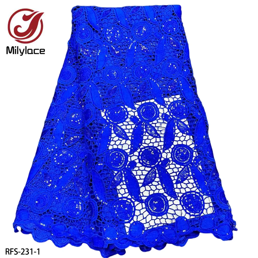 

African Sequins Lace Fabrics 2022 High Quality Lace Material French Tulle Lace Fabric for Dress Sewing RFS-231