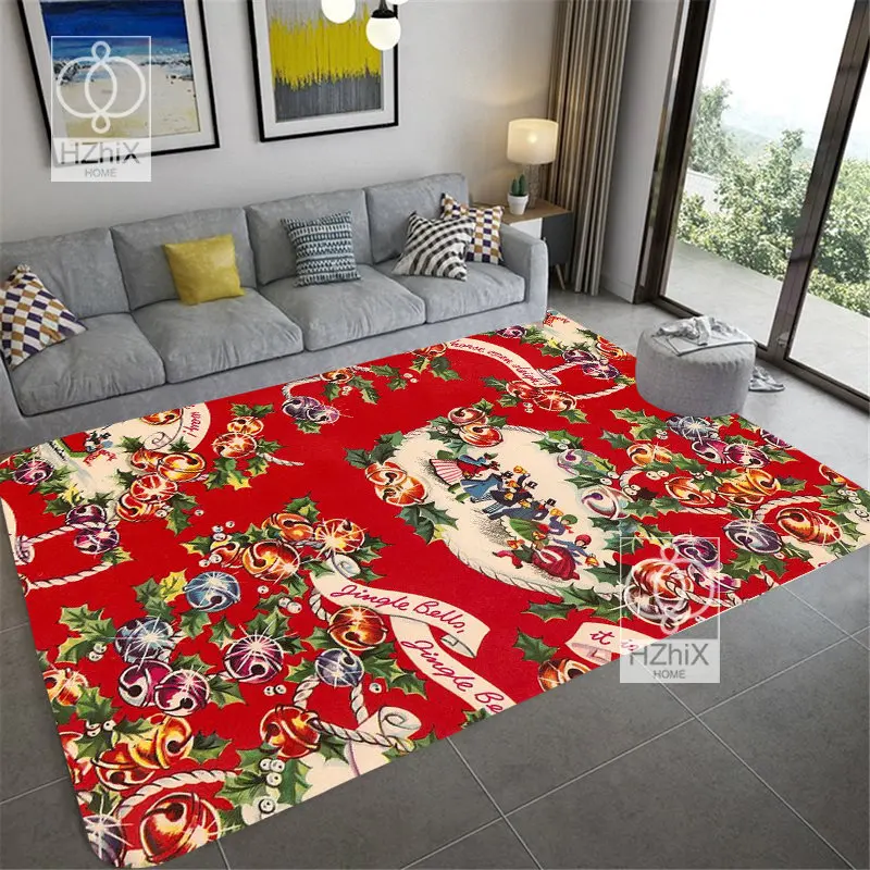 

Christmas Red Fashion Rug 2023 New Year Home Decoration Carpets Customizable for Living Room Floor Mats Bedroom Anti-Slip Rugs