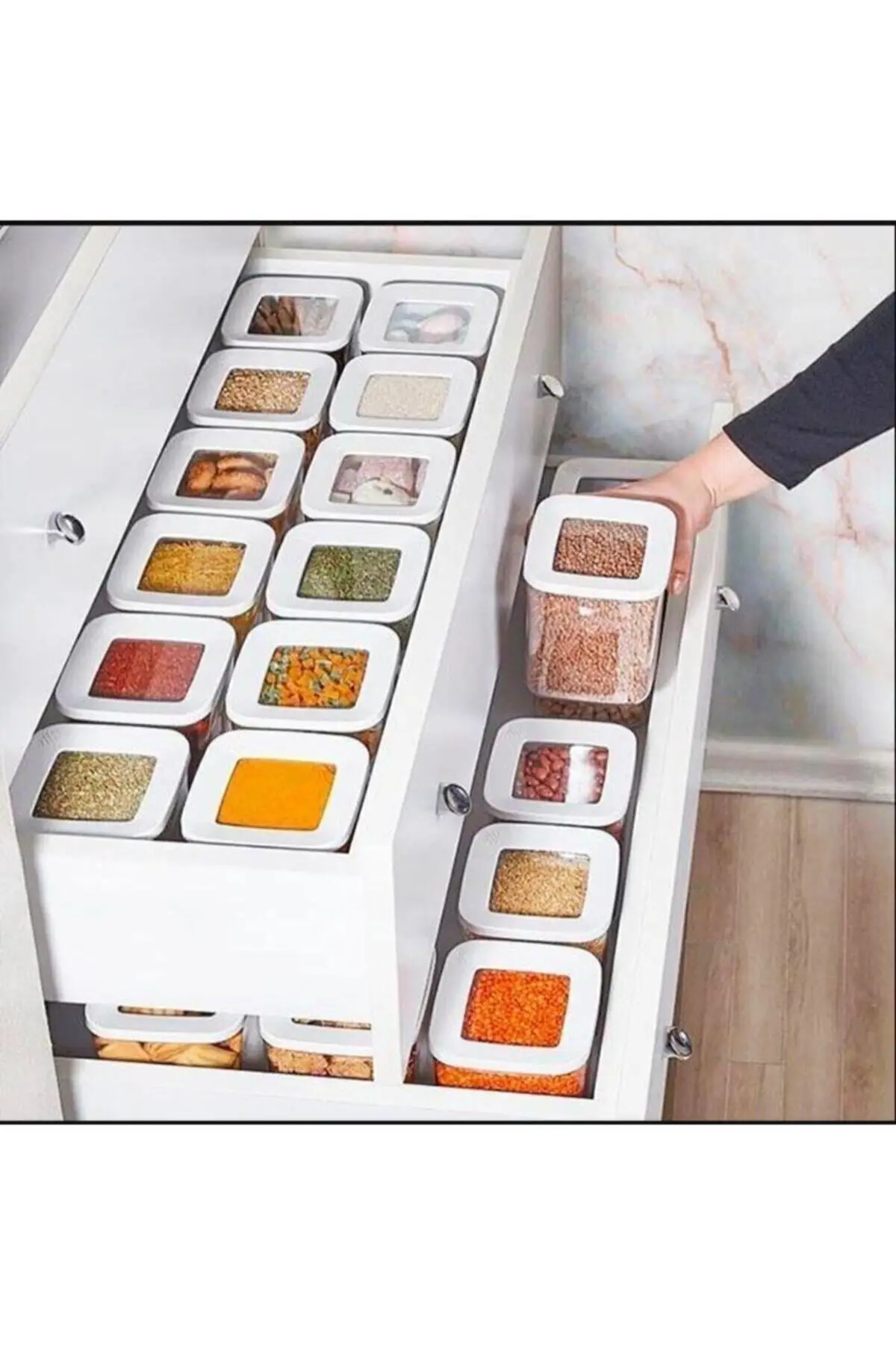 

12pcs high quality storage box case food set vacuum cover organizer kitchen pantry bottle spice legume bowknot rice grain