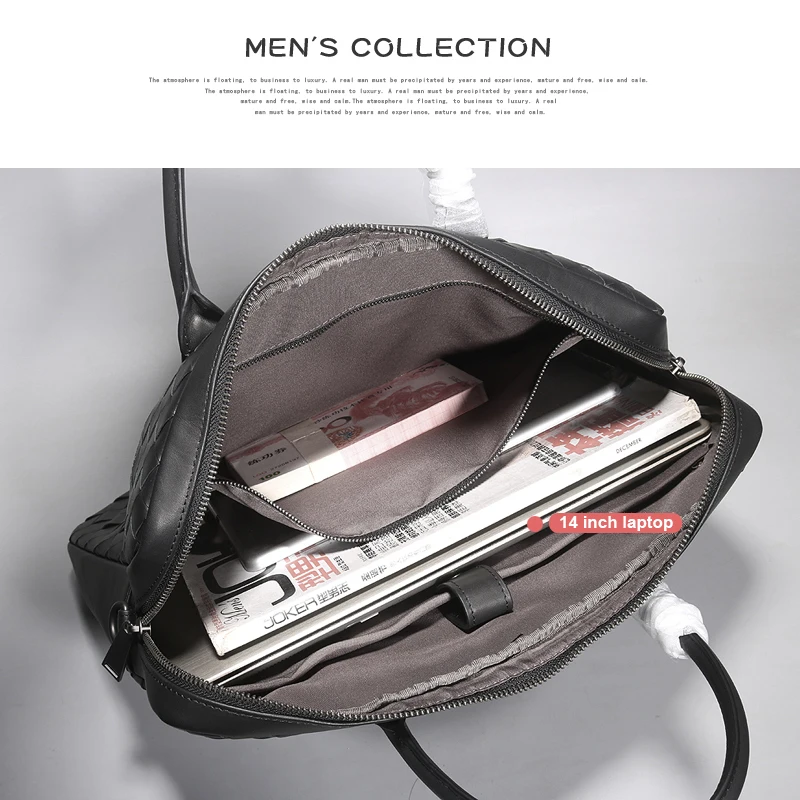 Luxury Brand Men's Top Genuine Leather Business Briefcase Portable Large Capacity Fashion Shoulder Messenger Woven Bag 2021