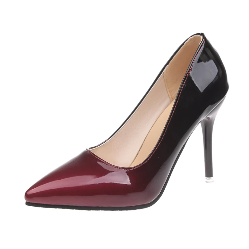 New Nude Pumps for Women High Heel Shoes Female Fashion Patent Leather Sexy Pointed Toe Thin Heel Wedding Shoes Plus Size 33-43