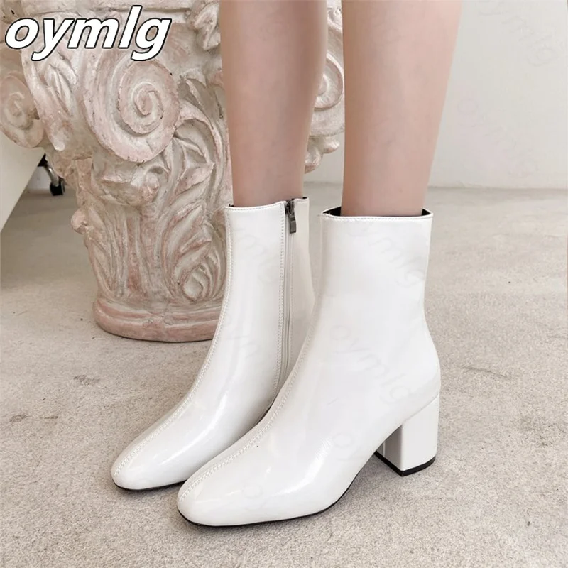 

Fashion short boots women's 2022 autumn new square toe high heel thick heel short tube fashion all-match