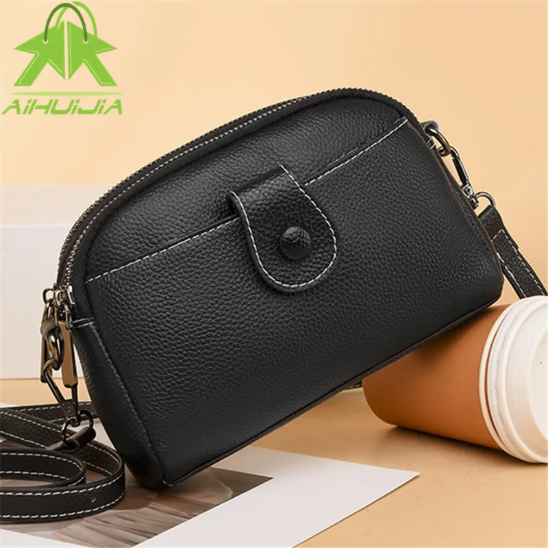 

Новинка 2022, винтажная сумка через плечо для сотового телефона, сумка-мессенджер из натуральной кожи, модная повседневная женская сумка-коше...