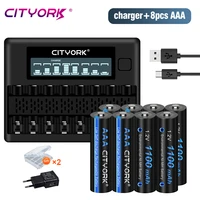 cityork 1 2v aaa 3a rechargeable ni mh battery 8 slots lcd usb battery charger for 1 2v aa aaa ni mh rechargeable battery