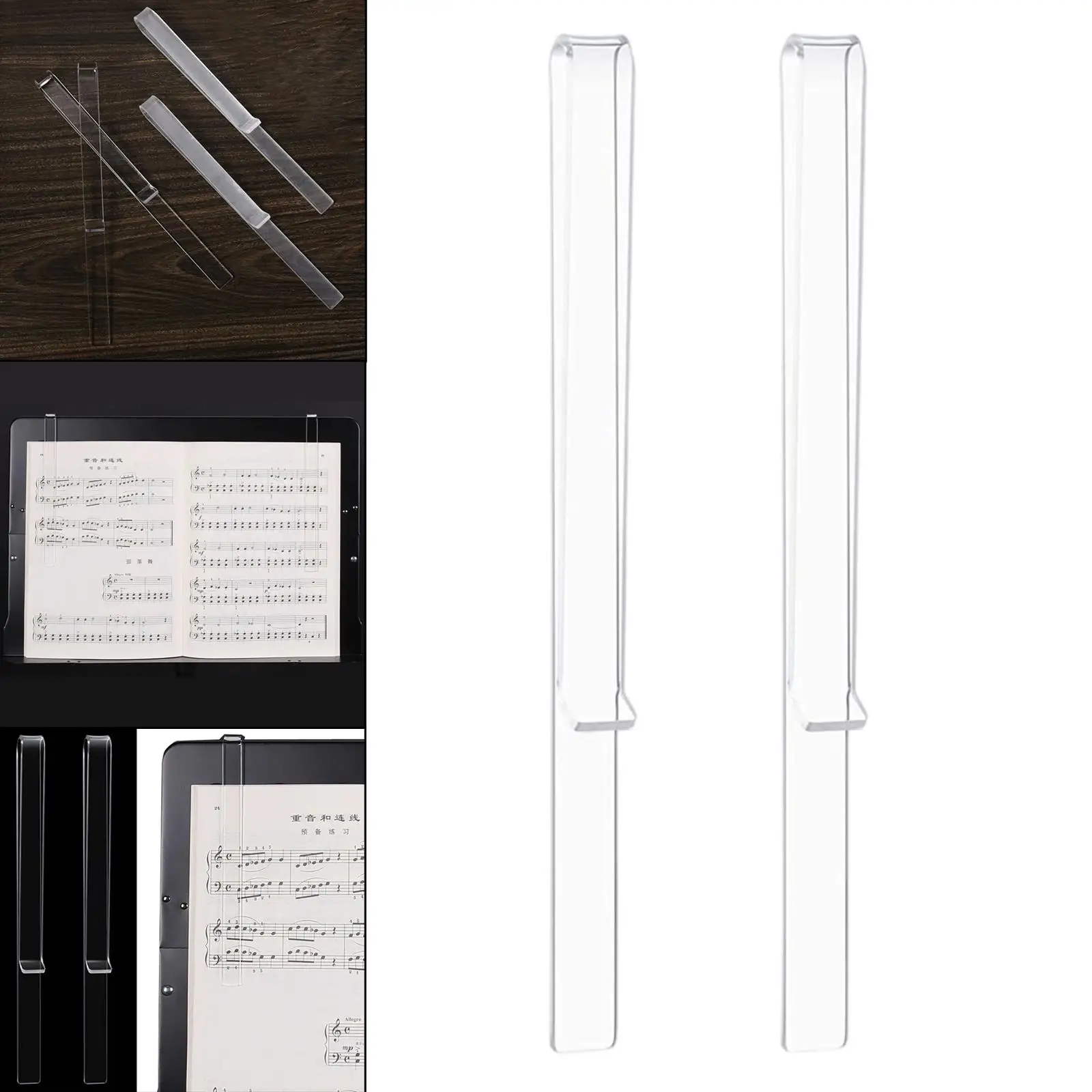 

2Pcs Music Book Clip Durable Portable Break-Resistant Music Stand Clips for Music Reading Musician Piano Sheet Music Stand Book