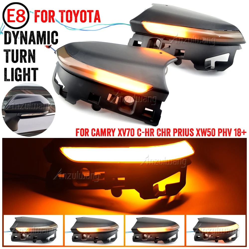 

2Pieces Sequential Flashing Lamp LED Dynamic Turn Signal Light Blinker Indicator For Toyota Camry XV70 C-HR CHR Prius XW50 PHV