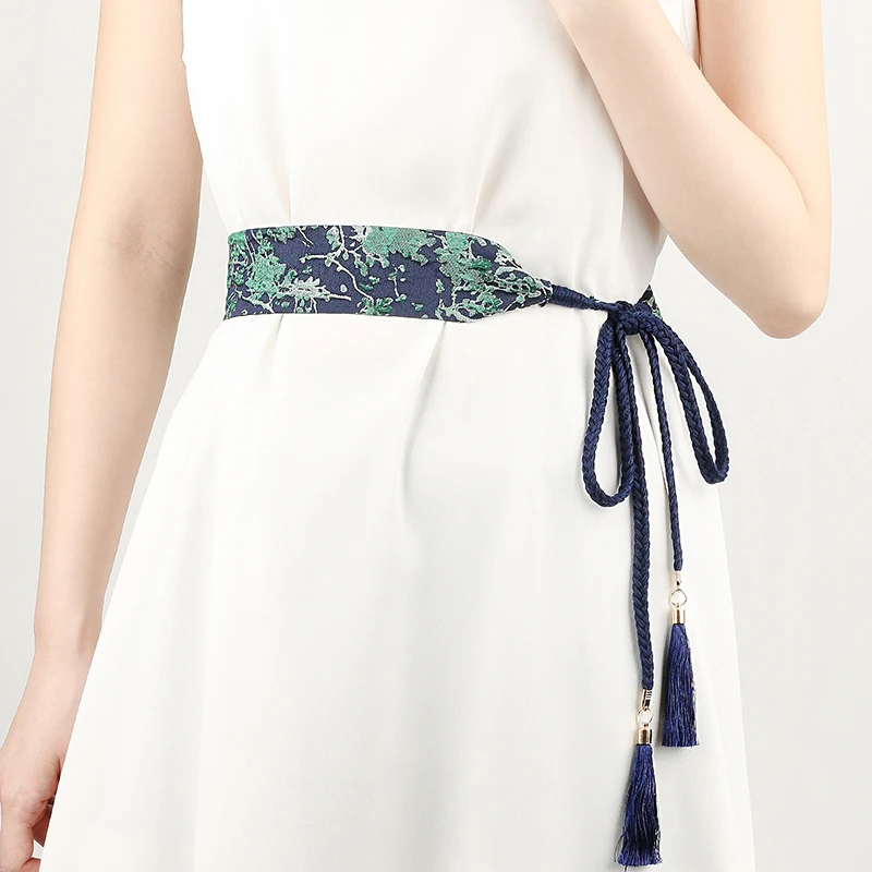 Женский элегантный китайский стиль ханьфу пояс с кисточкой кулон Оби древний