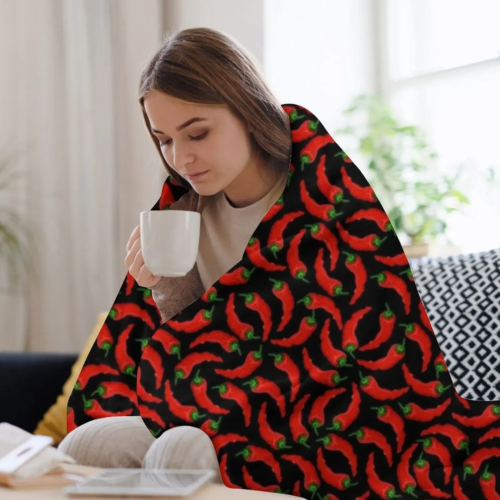 Пушистое одеяло с рисунком перца чили люксовый бренд