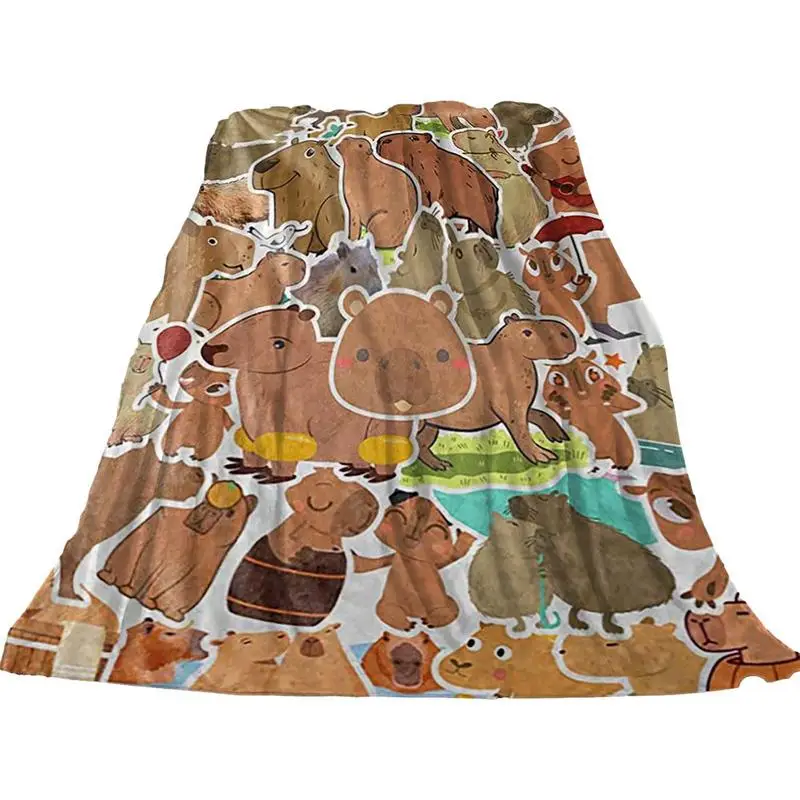 

Capybara Throw Blanket Cute Capybara Animal Blankets Soft Flannel Cozy Throws Lightweight And Silky Blanket Capybara For Travel