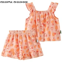 colorful childhood girls printing suit summer baby sleeveless top shorts floral two piece set 5xqt201