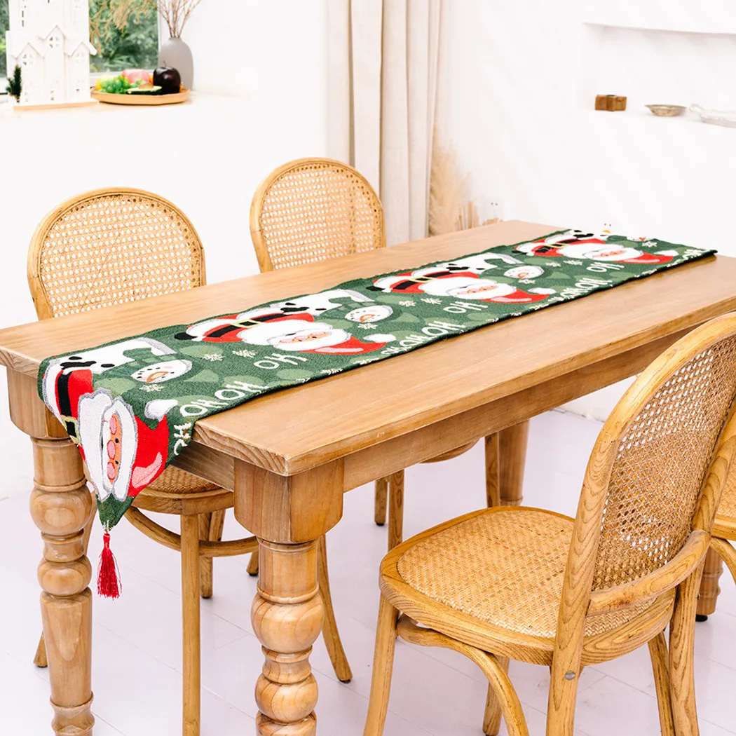 

Table Table Runners Tablecloth 180*35cm Christmas Cloth Decor Runner Santa Claus Brand New Durable High Quality