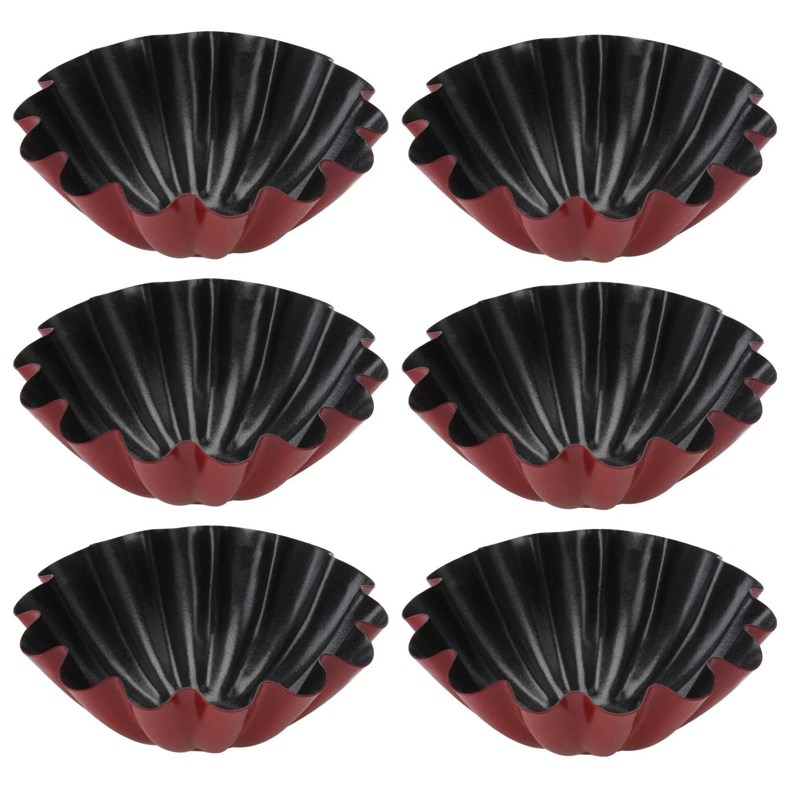 

6pcs Stainless Steel Baking Tool Egg Tart Mold DIY Mold Jelly Mold (Red)