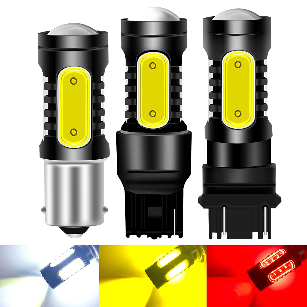 

2 шт. 1156 P21W светодиодная лампа BA15S PY21W BAU15S 12 В COB 5SMD 7443 7440 W21W 3157 1157 BAY15D P21/5W светодиодная для указателя поворота заднего хода