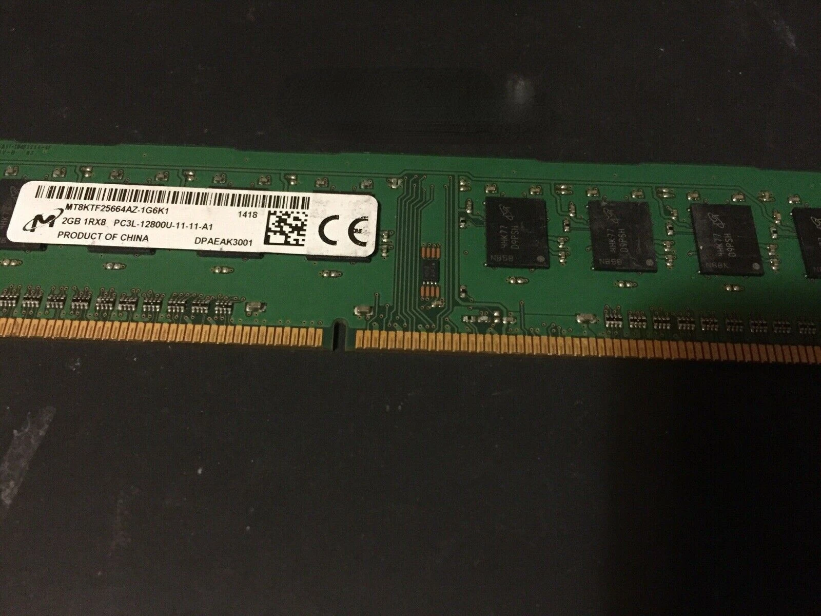 

RAM 2gb 1rx8 PC3L-12800U MT8KTF25664AZ-1G6K1 Desktop Memory