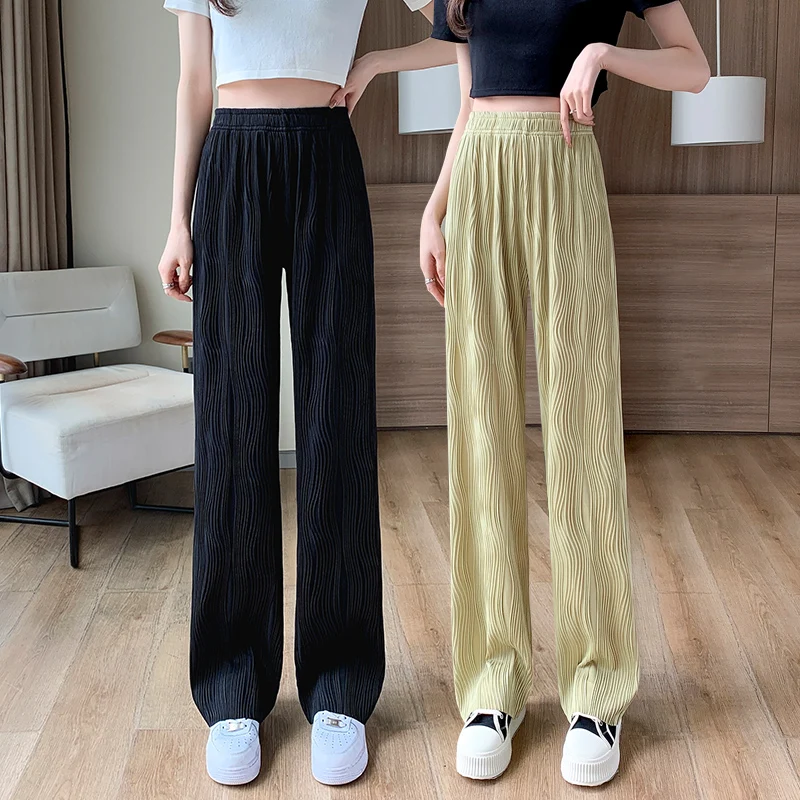 Summer Pants Women Straight Loose Wide Leg Pants High Waist Casual Sweatpants Solid Y2K Summer Korean Fashion Harajuku CI CHENG