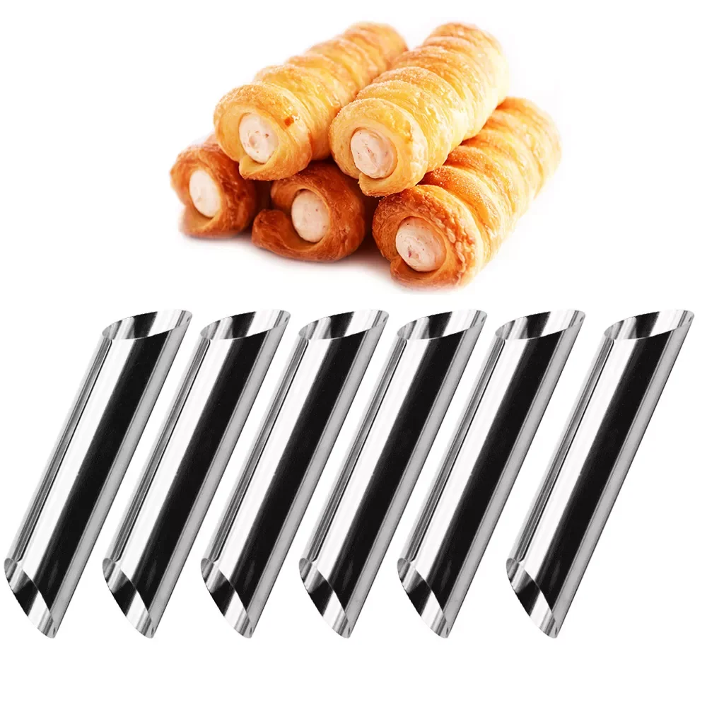 

NEW2022 6pcs Cannoli Forms Cake Horn Mold Stainless Steel Cannoli Tubes shells Cream Horn Mould Pastry Baking Mold