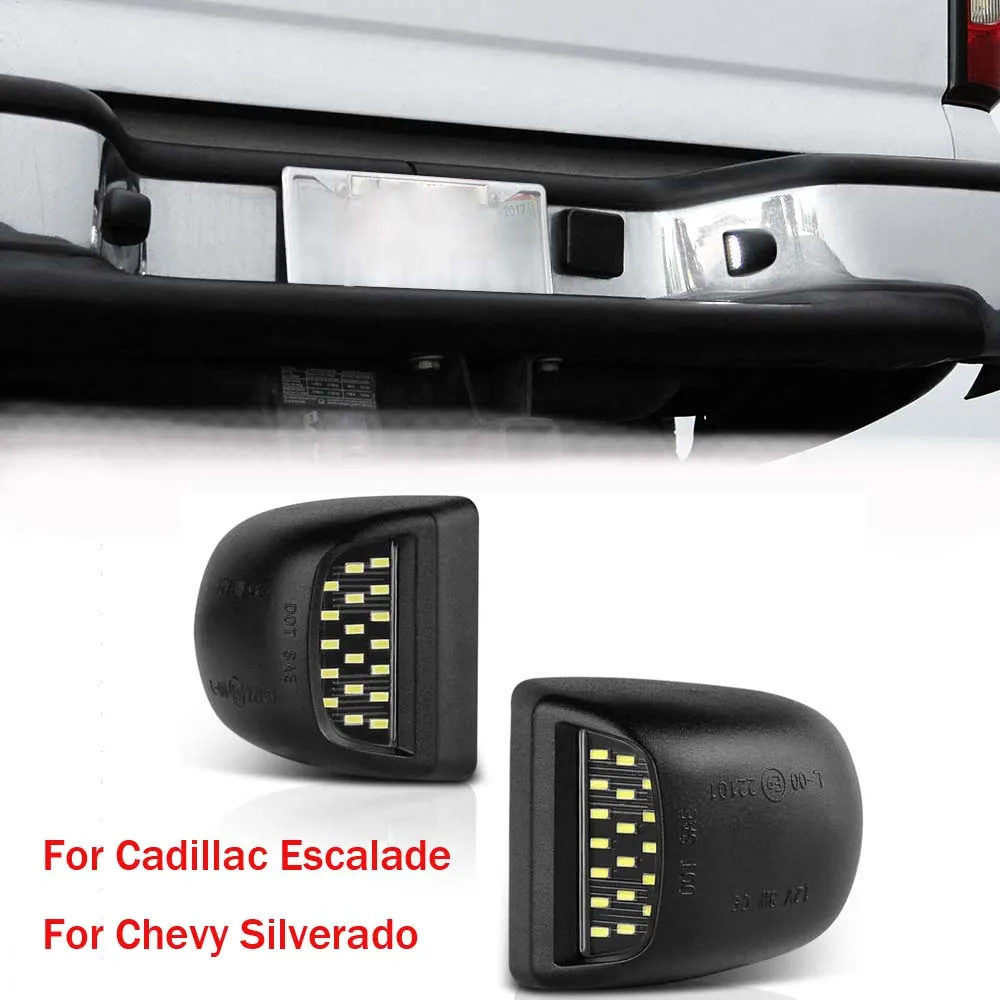 For Cadillac Escalade Chevy Silverado 1500 2500 3500 Suburban Tahoe GMC Sierra 1500 2500 3500 Yukon XL LED License Plate Lights