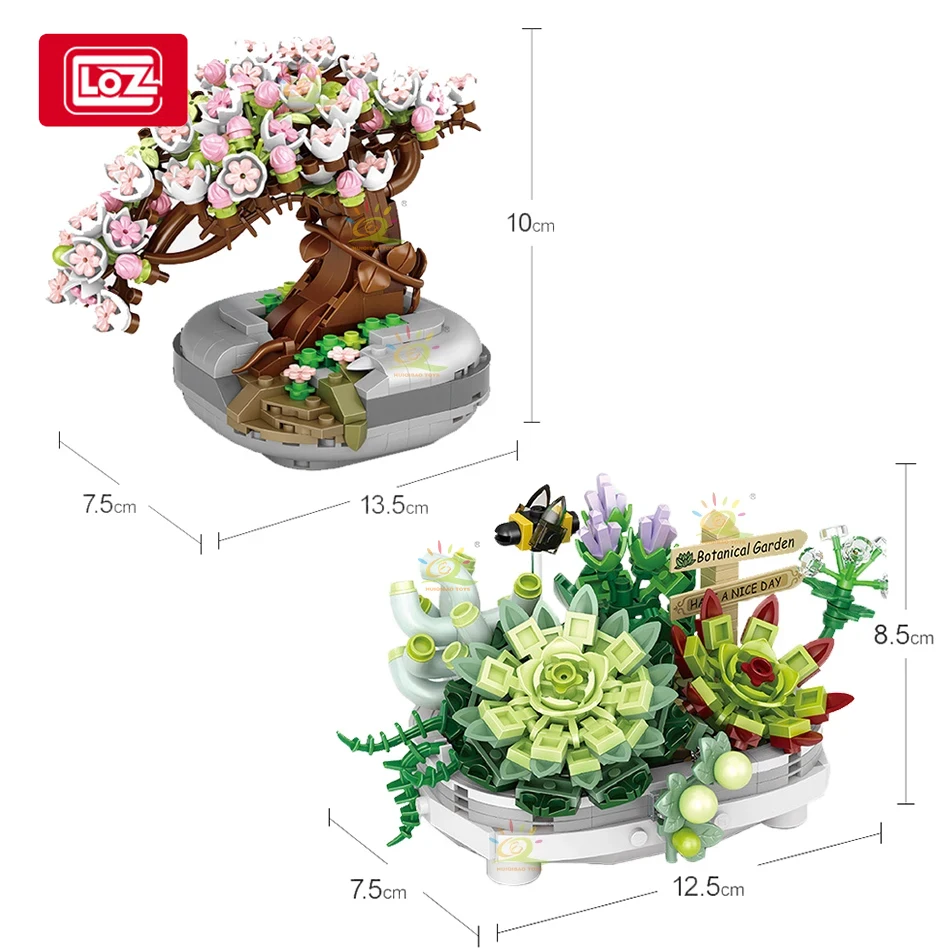 LOZ Миниатюрные Прочные Горшечные Растения С Вишневым Цветом Сделайте Свой