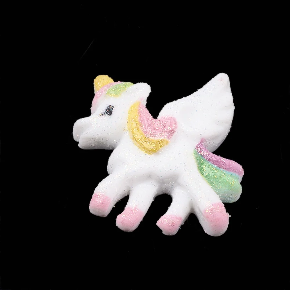 

20PC Resin Cabochon with Glitter Powder Unicorn Colorful Fit for 3mm Rhinestone 24x24x6mm