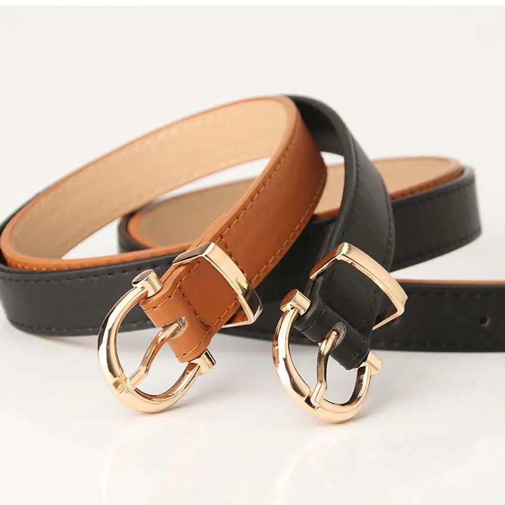 Simple Fashion For Jean Dress Metal Summer Luxury Lady Waistband Thin Waist Belt Women Belt PU Leather