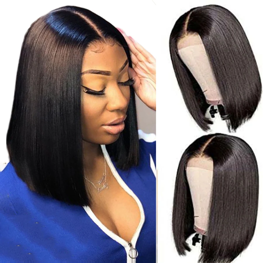 

Bob Lace Front Human Hair Wigs For Women 10-16Inch Brazilian Straight Short Bob 4X1 13x1 T Part Lace Human Hair Wigs Pre Plucked