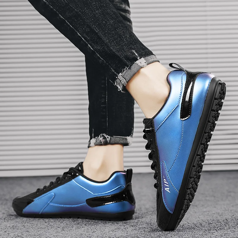 Кроссовки мужские с низким вырезом модные повседневные Яркие Кожаные на