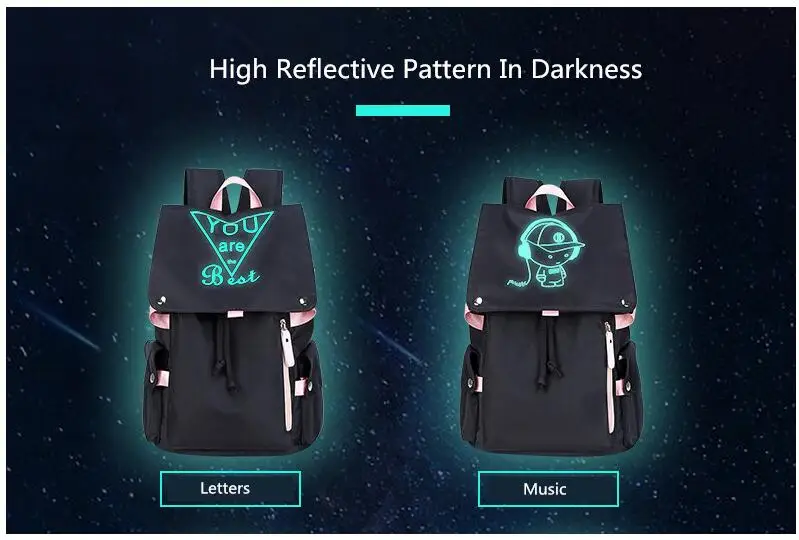 New Cute Kids School Backpack Waterproof Nylon School Bags For Girls Student Luminous Backpack Reflective Strip Children Gift