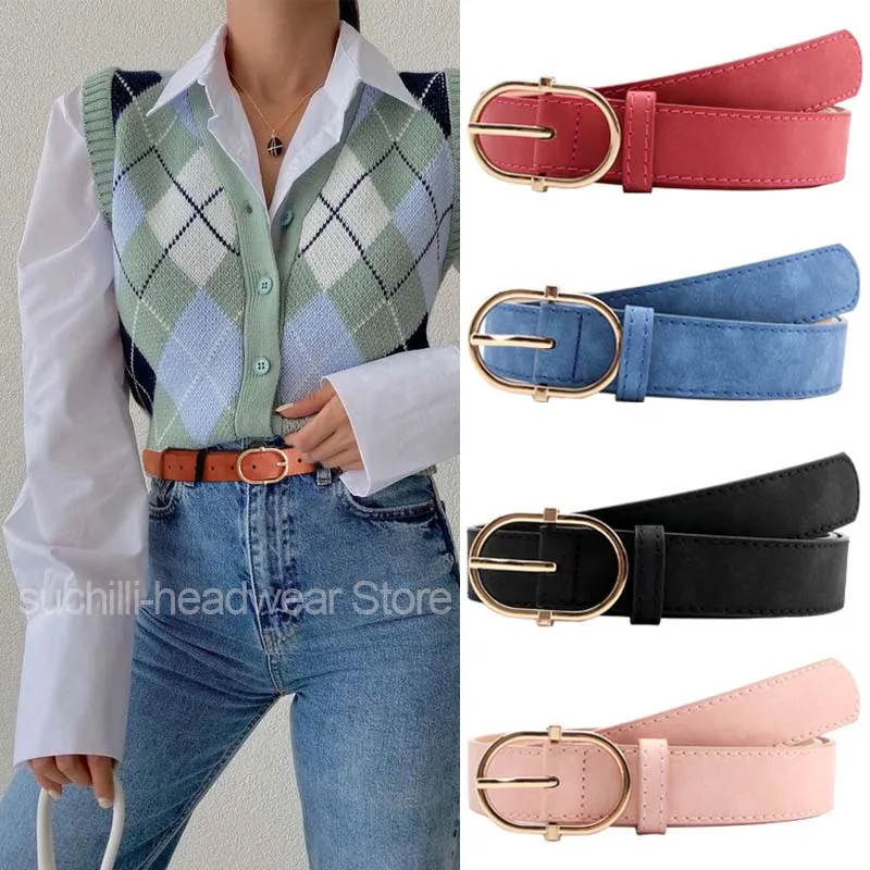 

2023 New Women's PU Leather Belt Fashion Matte Waistband Metal Buckle Belt Girls Dress Pants Clothing Decoration Waistband