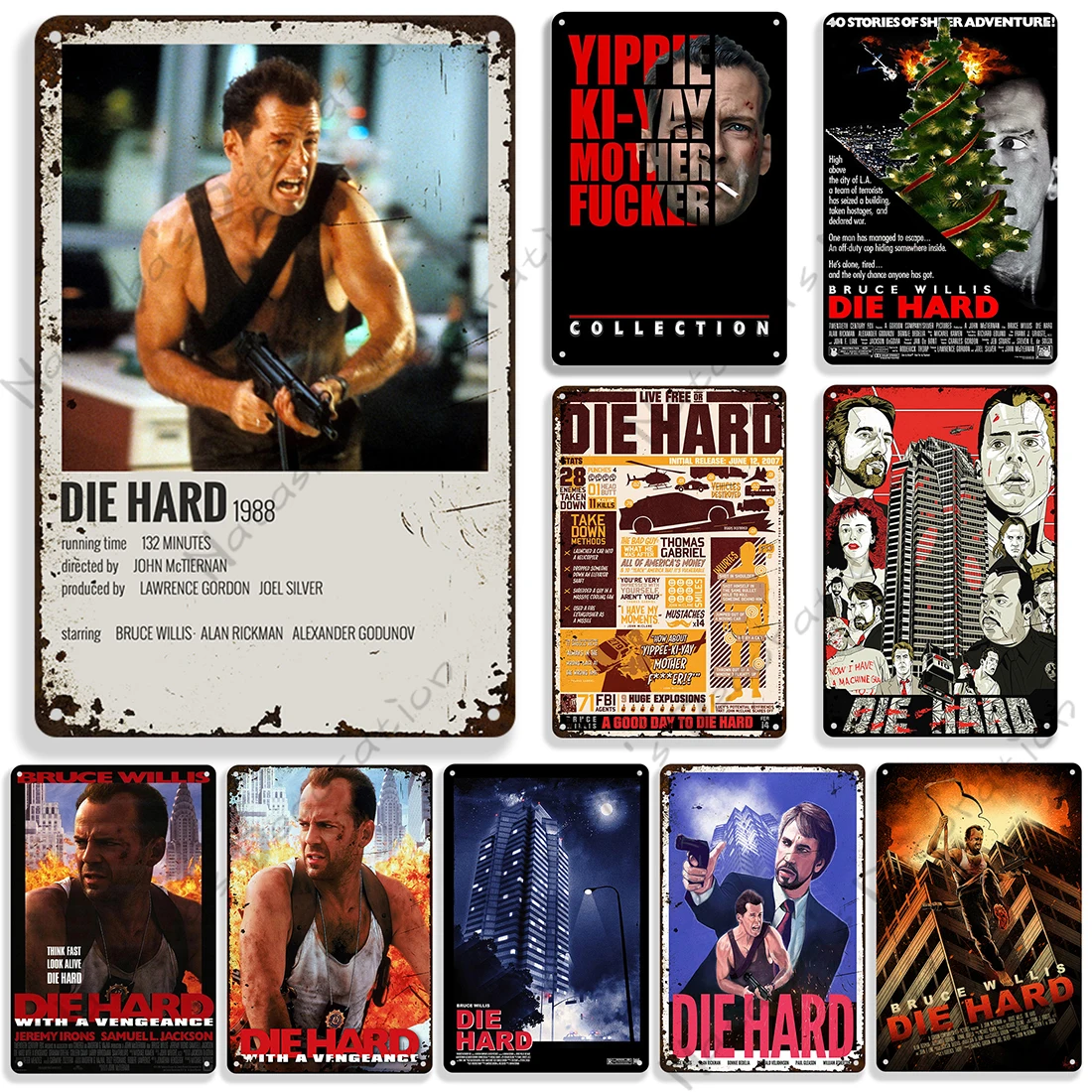 Плакат из экшн-фильма Die Hard винтажный металлический постер знак для киномагазина