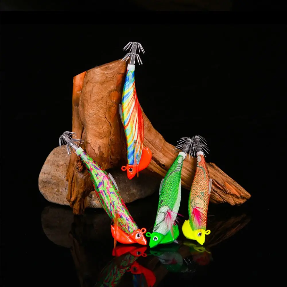 

115mm 28g Jigs Simulation Lead Sinker Luminous Octopus Bait Fishing Tackle Wood Shrimp Lures Squid Hook