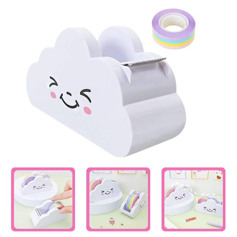 

Tape Dispenser Washipaper Rainbow Roll Holder Cute Desktop Cloud Desk Office Cutting Masking Cartoon Adhesivemachine Supplies