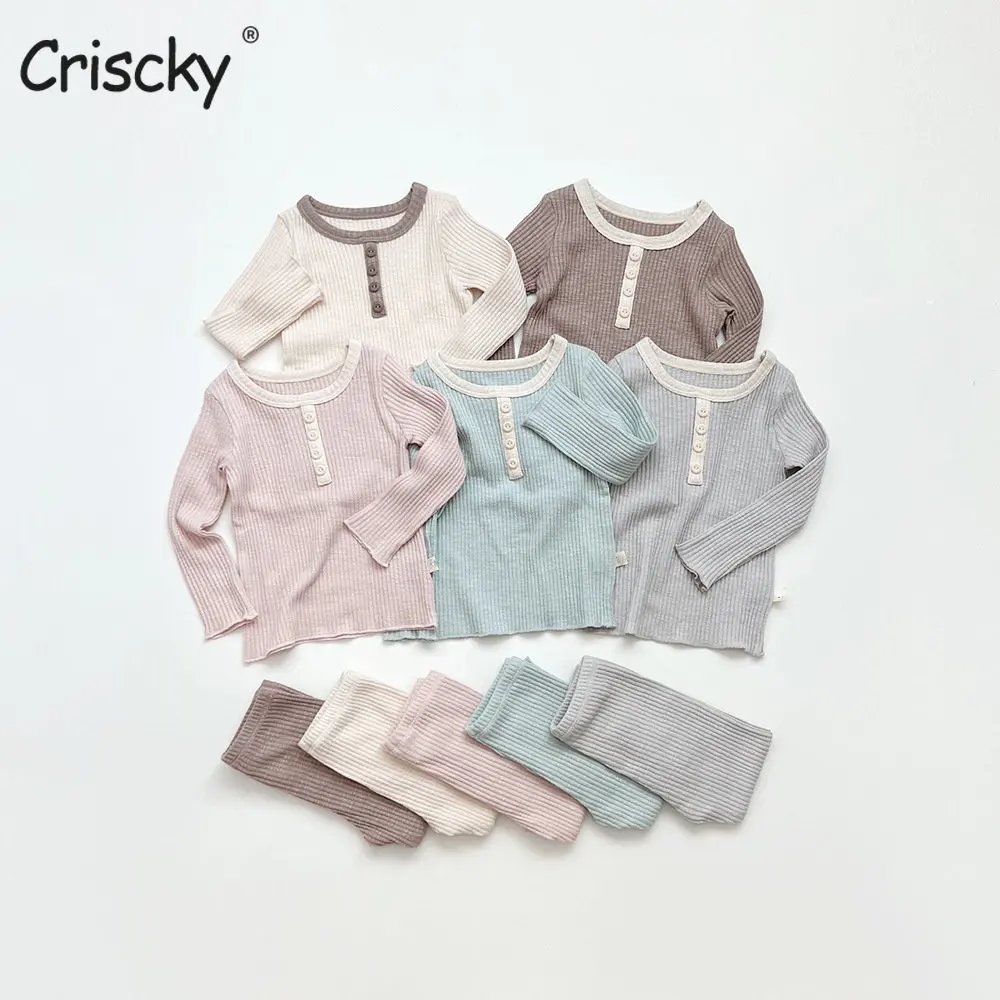 

Criscky Children's Pajamas Autumn Baby Long-sleeved Trousers Pajamas Suit Boys Girls Clothing Sets Casual Children Sleepwear