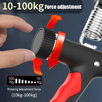 10-100KG Forearm Hand Trainer with Counter Fitness Training Wrist Gripper R-Shaped Spring Digital Display Adjustable Resistance 3