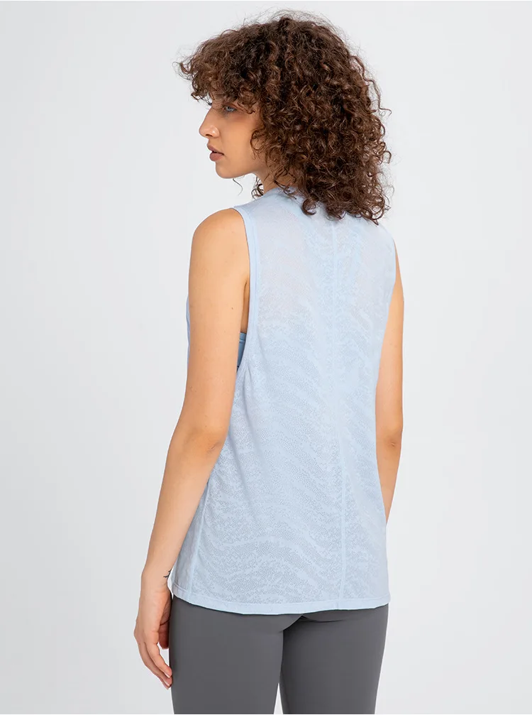 Womens Clothing Yoga Tank Tops Sports Top Gym Fitness Outdoor Jogging Workout Breathable All-match Jacquard Fabric Loose Vest